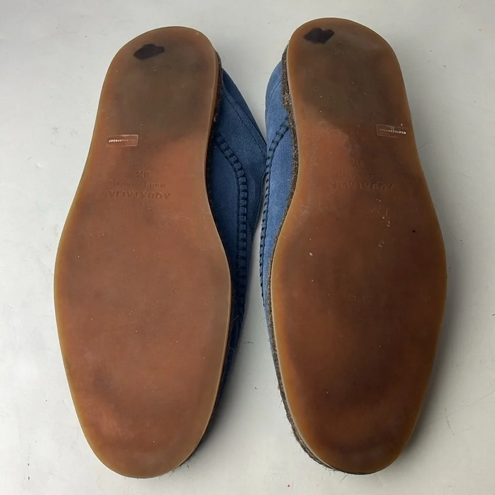 Aquatalia Nick Suede Blue Penny Loafers